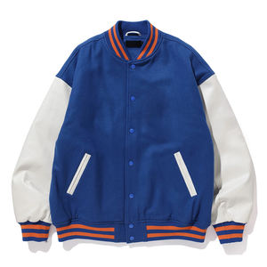 OEM personalizado nueva moda Logo bordado shearling bomber chaqueta de lana de los hombres - Product Image 1