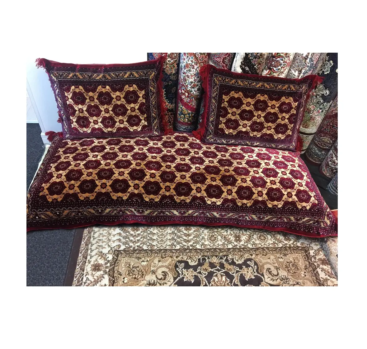 Toshak-Conjunto de cojín y funda de almohada estilo Afghani árabe, asientos de suelo Oriental