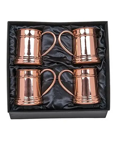 Indische handgefertigte schwarze Geschenkbox Hammered Moscow Mule Kupferbecher-Set mit 4 - 100% Reinem fester Kupfer erfrischungsbecher