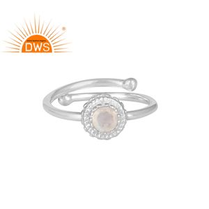 Bague en pierre de lune arc-en-ciel naturelle pour fille, fabrication de bijoux - Product Image 1