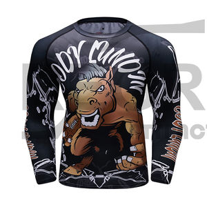 Chemises de sport de Compression, surf à manches longues, Logo personnalisé UV BJJ Rashguard MMA Sublimation hommes éruption Guard DHL Sublimation FEDEX OEM - Product Image 6