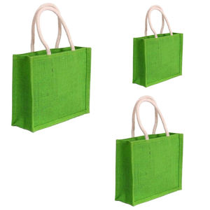 Bolso de mano de yute de lona de algodón tejido Natural reutilizable con logotipo personalizado impreso, éxito de ventas - Product Image 5