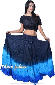 Falda larga de algodón estampada para mujer, Falda plisada de cintura alta, fina con Flores rotas - Product Image 2