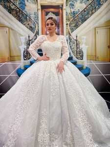 Robe de mariée longue et élégante en mousseline, Satin, Tulle, tenue de soirée, de luxe, de haute qualité, nouveau, - Product Image 2