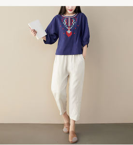 Tunique Vintage brodée à fleurs, robes Boho et Chic, tenues Boho, manches longues, brodées à fleurs, été, collection 2020 - Product Image 3