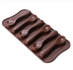 Venta al por mayor DIY Pudding hornear cuchara forma 6 cavidades de galleta Chocolate molde silicona moldes