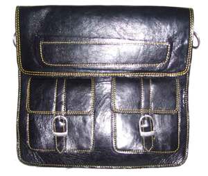 Vintage Striped <b>Tablet</b> Cross Shoulder Genuine Leather <b>Bag</b> - Product Image 1