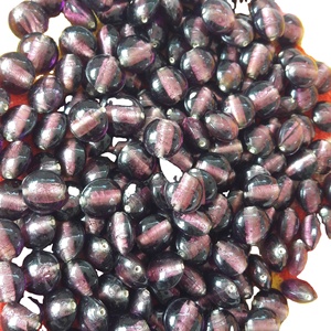 Cuentas de cristal transparentes de forma plana redondas púrpuras hechas a mano de la mejor calidad, cuentas de cristal de Murano de aspecto rico - Product Image 1