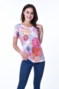 Camiseta de encaje de manga corta con cuello de pico para mujer, Tops informales holgados, camisetas para mujer 2022 - Product Image 3