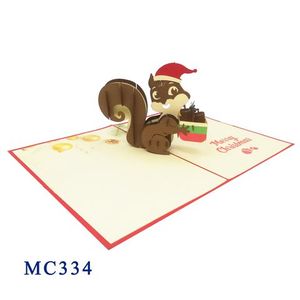 การ์ดกระดาษศิลปะตัดโดยใช้เลเซอร์3D ลายกระรอกโนเอลทำมือของขวัญคริสต์มาสเวียดนามขายส่งงานฝีมือการ์ดป๊อป - Product Image 1