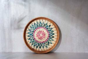 Plateau mère de la perle mode 2021, plateau en rotin écologique, panier en rotin avec Style glacé, mère de la perle - Product Image 3