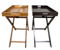 Plateau TV en bois d'acacia, table d'appoint amovible, bureau pour ordinateur portable avec sac de rangement, table de canapé, facile à assembler, respectueux de l'environnement