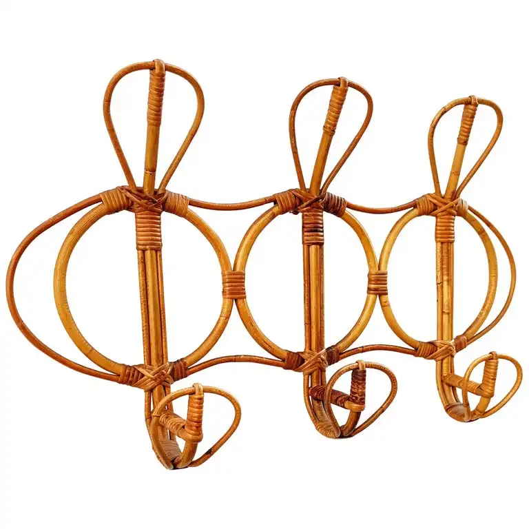 Best Price Rattan Wall Hooks Clothes 100% Natural Rattan Coat Hook High Quality Wicker Home Deco +84947900124