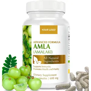 개인 라벨 500mg 천연 Amla 추출물 분말 캡슐 지원 심장 혈관 면역 건강 남성 여성 허브 보충제