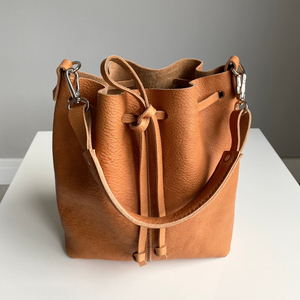 Natural Tan Bucket Bag, High Quality Veg Tanned Leather Handmade Bag, Italian Genuine Leather Handbag, Leather Bag - Product Image 1