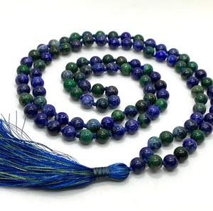 Collier Mala en Azurite Naturelle avec Perles de 8 mm, Pendentif à Thème Bouddhiste, Artisanat de Perles, Bijoux en Pierres Semi-Précieuses - Product Image 1