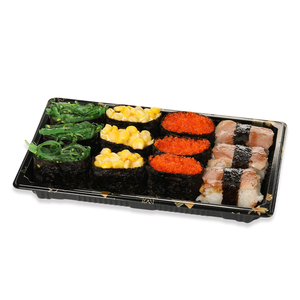 Wholesale Plastic Sushi Takeaway Box Disposable Black Lunch Box Sushi On Sale
