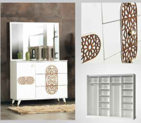 Petunya Holz-Schlafzimmer-Set Luxuriöses Modernes Design Massivholz Apartment- & Hotelmöbel Stauraum Beleuchtetes Kopfteil Günstiger Preis
