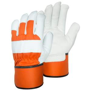 Guantes de trabajo de construcción industrial de cuero y algodón partido - Product Image 5