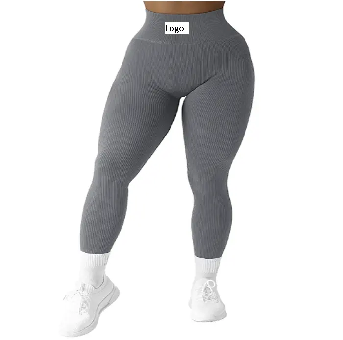 Mallas acanaladas sin costuras de cintura alta para mujer, pantalones de Yoga para gimnasio, oferta, lote completo