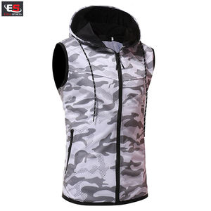 Men's Premium Quality Sleek Lightweight Summer Vest Camouflage Hooded Fitness Top Casual Sleevesless Hoodies-Wholesale - Product Image 2