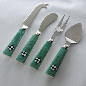 Mango de resina epoxi de alta calidad, hoja de acero inoxidable con alta mantequilla pulida, cubertería de cocina y Juego superior de mesa de 4 - Product Image 3