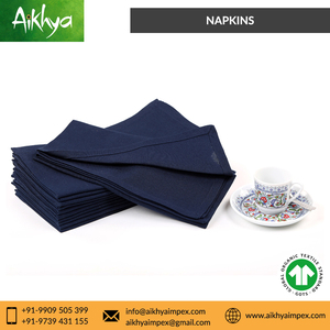 Serviettes en tissu 100% coton biologique, lot de 50 pièces, très doux, de couleur bleue foncée - Product Image 3