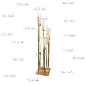 Juego de candelabros de metal y cristal de tres candelabros de centro de mesa de diferentes tamaños para uso doméstico y de boda - Product Image 3