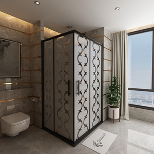 ห้องอาบน้ำกระจกสี่เหลี่ยมทรงสี่เหลี่ยมจัตุรัส ราคาดีที่สุด โครงอะลูมิเนียมขัดเงา หนา 6 มม. บานพับแบบ OEM ดีไซน์อุตสาหกรรม PVC 1 - Product Image 1