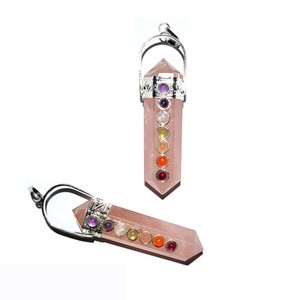 Meilleure Valeur de Quartz Rose Double Point Pendentifs Chakra: Quartz Rose Double Pointe Chakra Pendentifs À Vendre - Product Image 1