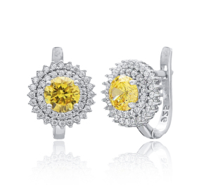 Pendiente de estilo de diamante citrino, venta al por mayor, Plata de ley turca hecha a mano para mujer, joyería - Product Image 1