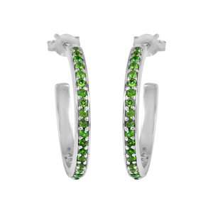 Chunky Chrome Diopside 925 boucles d'oreilles en argent Sterling minimaliste vert pierres précieuses cerceaux à la mode femmes bijoux de mode pour cadeau - Product Image 1