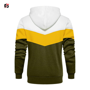 Pull à capuche avec Logo personnalisé pour homme, 100% coton, manches longues, Patchwork multicolore, décontracté, OEM, vêtements d'extérieur, vente en gros - Product Image 2
