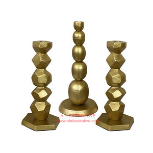 Portavelas antiguo dorado de mesa para decoración de boda Diseño único Centro de mesa Soporte de vela hecho a mano para la venta - Product Image 6