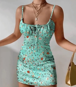 Coldker 2020แฟชั่นใหม่ฤดูร้อนชุดเดรสยาวพิมพ์ลายดอกไม้ไซส์ใหญ่พิเศษคอกลมถักแบบลำลองโบฮีเมียนบังคลาเทศ - Product Image 3