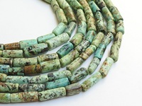 Perles en forme de tambour en turquoise africaine, prix de gros, nouvelle arrivée, perles naturelles vertes lisses en forme de tube/cylindre 16x6-9x5mm, troisième qualité