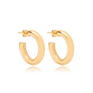 Pendientes de aro minimalistas de 26 mm hechos a mano, joyería de plata de ley 925 hecha a mano turca, hecha a mano en Turquía - Product Image 1