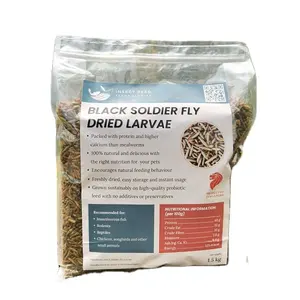 Larvas secas con mosca de soldado negro, productos químicos artificiales para el crecimiento de aves de corral, calidad alimentaria superior, 1,5 kg