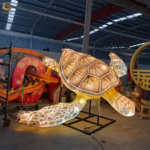 FL06 Chinese Nieuwjaar Festival Decoratie Zijde Dier Zeeschildpad Lantaarn