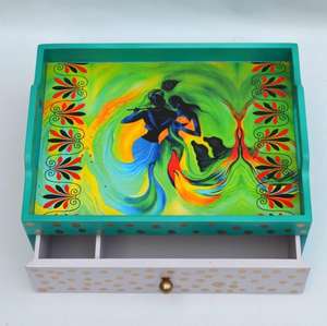 ถาดเสิร์ฟไม้เคลือบทรงสี่เหลี่ยมผืนผ้าถาดสติกเกอร์สีสันสดใสสำหรับตกแต่งสวยงามดีไซน์ใหม่ - Product Image 2