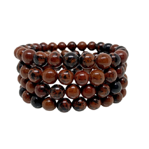 Pulsera de alta calidad Cuentas de obsidiana de caoba Pulsera de piedra Piedra preciosa de cristal Joyería de moda Hombres y mujeres Meditación energética - Product Image 3