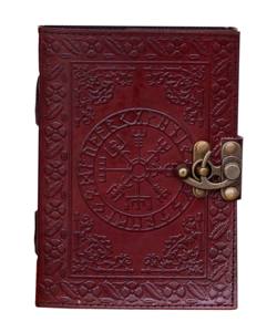 Carnet d'adresses en cuir véritable fait à la main Mandala Chakra en relief Design antique 7x5 pouces cadeau en papier écologique - Product Image 1