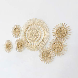 Manteles Individuales redondos de ratán para el hogar, conjunto de adornos naturales para el hogar, decoración tejida a mano, venta al por mayor en Vietnam - Product Image 1