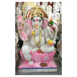 Estatua exclusiva de Ganesh de mármol blanco puro