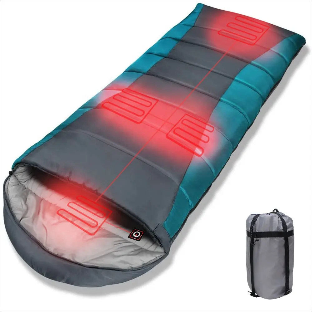 Mummy kantong tidur elektrik portabel 12V, selimut tahan air untuk berkemah luar ruangan mendaki musim dingin olahraga gaya Eropa
