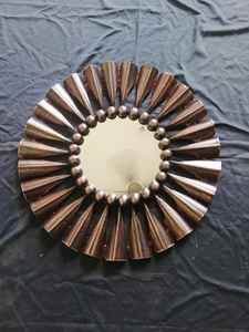 Grande décoration de maison en or et vert, cadeau de beauté, en forme de feuilles rondes, suspendue, cadre métallique, miroir mural décoratif - Product Image 3