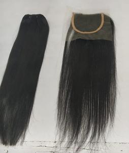 Máquina de pelo virgen indio alineada con cutícula de grado 10, doble trama resistente al cobertizo, cierre de paquetes de trama recta de templo, DHL gratis - Product Image 2