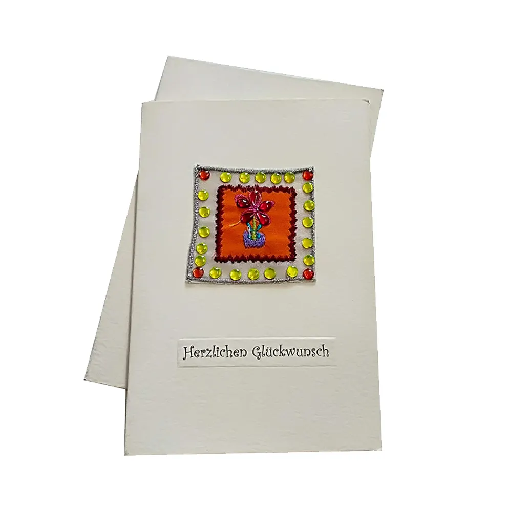 Handgemachte Baumwolle Papier Neujahr Weihnachts fest Anlass Grußkarten Custom Design Hochwertige Papier Grußkarten