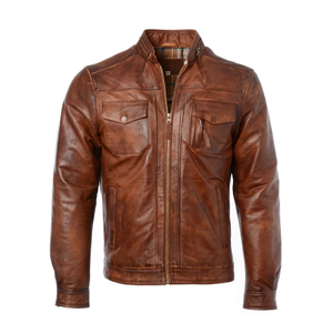 Veste en cuir unie de grande taille respirante personnalisée sans capuche Veste décontractée Style outillage Vestes en cuir pour hommes - Product Image 3