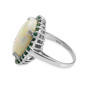 Anillo de piedra múltiple de ópalo verde de Plata de Ley 925 de lujo, diseños clásicos, joyería de piedras preciosas para bodas, fiestas directas - Product Image 3